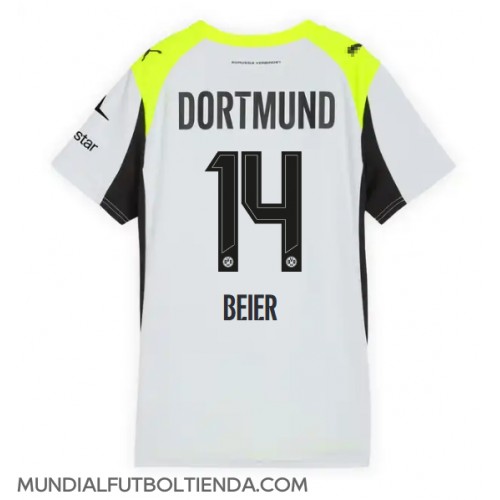 Camiseta Borussia Dortmund Maximilian Beier #14 Segunda Equipación Replica 2025-26 para mujer mangas cortas